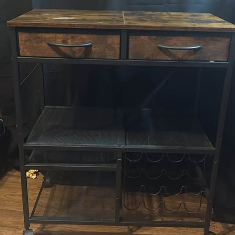 Rustic Industrial Rolling Craft Cart with 16 Vinyl Roll Holders